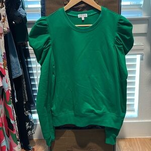 Green Puff Sleeve Long Sleeve Top
